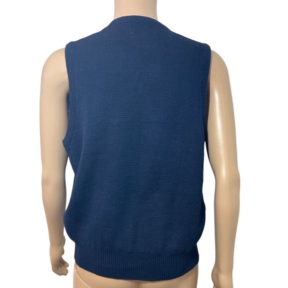 Isle Of Cotton Men’s Vintage Vest L Navy Multi Diamond Pattern Retro Golf Rugby - Picture 2 of 13